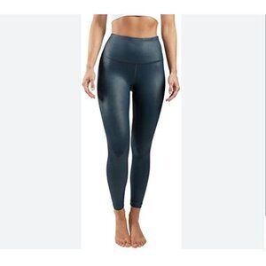 90 Degree By Reflex Arctic Navy Leatherette Ankle-Length Leggings Super Hi-Rise